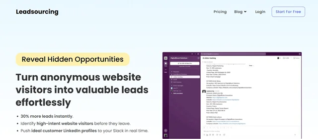 Leadsourcing homepage